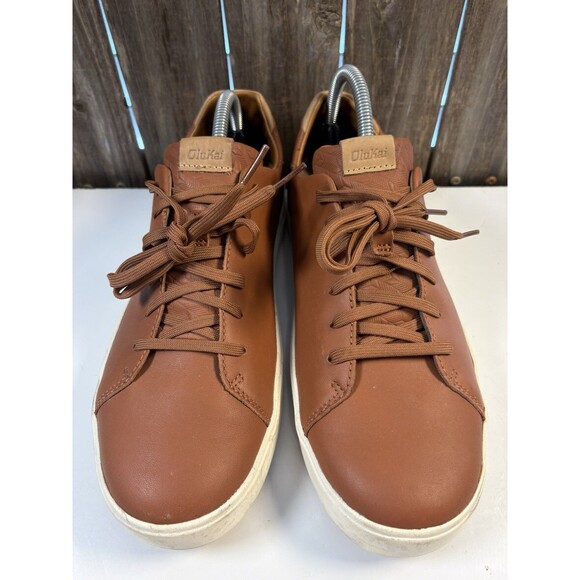 OluKai Lae‘ahi Lī ‘Ili Men’s Waterproof Leather Sneakers Kukui Brown 10 US EUC main image 9